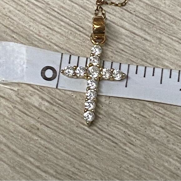 Dainty Cross Pendant Necklace Vermeil 925 Sterling Silver - Picture 2 of 9